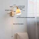 Axyaa Glass Ceramic LED Wall Lamp Sconce Rotatable Walnut Wood Mirror Light