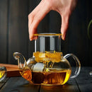 Axyaa Glass Teapot with Tea Strainer, Heat Resistant Kettle for Chinese Kung Fu Tea