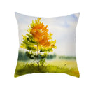 Axyaa Autumn Gold Red Forest Plush Cushion Cover: Vintage Oil Painting Pillowcase
