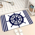 Axyaa Blue Emblem Pattern Diatom Mud Floor Mat: Super Non-Slip & Absorbent