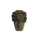 Axyaa Leaf Relief Ceramic Vase, Hand-made Porcelain Flower Pot, Floral Arrangement Accessory