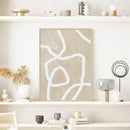 Boho Beige Abstract White Lines Wall Art Canvas Print by Axyaa