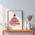 Axyaa Minimalist Red Christmas Tree Canvas Print for Modern Living Room décor