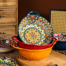 Axyaa Ceramic Soup Bowl with Handle Microwave Safe Embossed Design