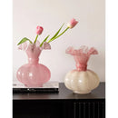 Axyaa Vintage French Luxury Glass Vase in Fenton Style for Living Room Flowers