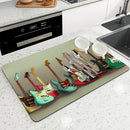 Axyaa Vintage Guitar Coffee Cup Drying Mat - Non-Slip Absorbent Diatoms Kitchen Counter Drain Mats
