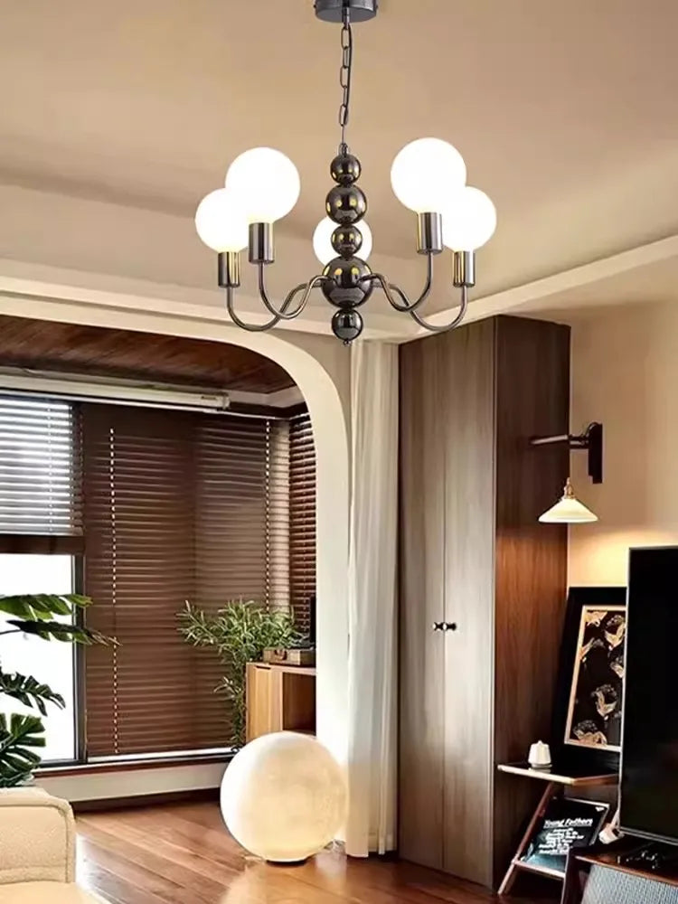 Axyaa Pearl Black Chandelier: Bauhaus High-End Minimalist Luxury