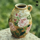 Axyaa Rose Hand-Painted Ceramic Vase for Living Room Decoration and Flower Arrangement