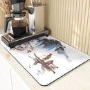 Silicone Coasters Set with Plant Ink Painting Pattern for Coffee Cups by Axyaa