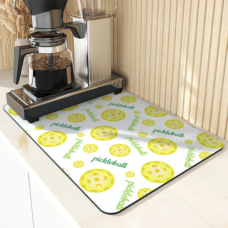 Axyaa Kitchen Dish Drying Mat Tennis Soccer Theme Absorbent Antiskid Quick Dry Drain Pad