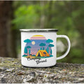 Axyaa Mountain Handle Camping Mug - Adventure Begin Enamel Cup for Camper Lovers