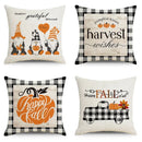 Axyaa Thanksgiving Pumpkin Maple Leaves Linen Cushion Cover for Home Decor
