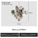 Axyaa Glass Pendant Lamp - Light Luxury Smoke Grey Bubble Ball for Living Room, Bedroom, Dining Room