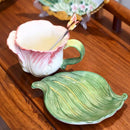 Axyaa Butterfly Ceramic Coffee Cup Set with Spoon & Tray