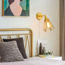 Axyaa Vintage Copper Hexagonal Glass LED Wall Lamp with Pull Chain Switch