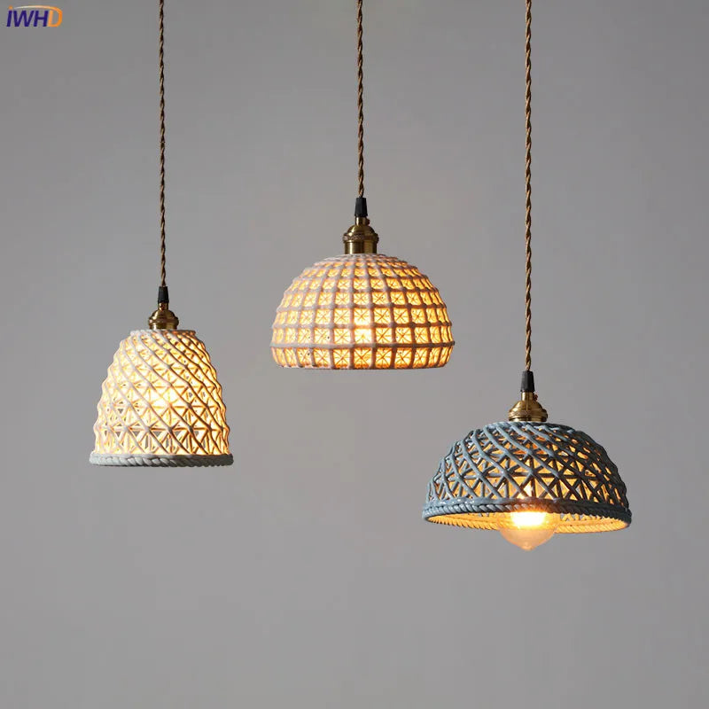 Axyaa Ceramic LED Pendant Lights: Modern Nordic Copper Hanging Lamp for Indoor Lighting