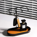 Axya Metal Jewelry Storage Tray & Leather Shelf with Hooks, Nordic Style, Living Room Entryway Storage, Home Decoration