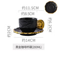 Axyaa Ceramic Embossed Coffee Cup and Saucer Set - Black White Latte Mug for Exquisite Tea