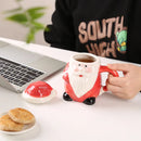 Axyaa Santa Claus Ceramic Mug with Lid, Christmas Gift for Office, Home - Couple Water Cup