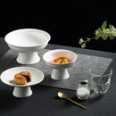 Axya Ceramic Round Cake Plate High Foot Dessert Sushi Molecular Cooking Specialty Tableware