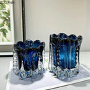 Axyaa Glass Vase Wrinkled Flower Pots Elegant Desk Decoration Room Aesthetic Decor