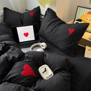 Axyaa Soft Cotton 4-Piece Bed Sheet & Duvet Set, Japanese Style, Solid Color
