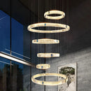 Axyaa Crystal Stair Chandelier - Modern LED Ceiling Hanging Light