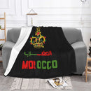 Axyaa Moroccan Flag Knitted Flannel Throw Blanket for Travel, Bedroom & Outdoors