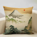 Axyaa Japanese Landscape Ukiyo Style Cushion Cover 45x45cm Art Decor Linen Pillow Case