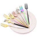 Axyaa Gold Fruit Cake Set: Mirror Stainless Steel Tea Fork, Snack Dessert, Small Salad Cutlery