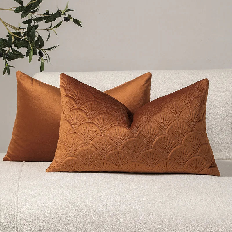 Axyaa Velvet Shell Pattern Throw Pillowcase for Home Decor