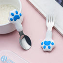 Axyaa Kids Stainless Steel Tableware Set with Silicone Cat Claw Handle