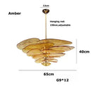 Axyaa Glass Flower Petal Chandelier - Bronze Metal Dining Table Hanging Lamp
