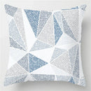 Axyaa Blue Geometric Marble Stripe Line Pillowcases - Set of 2