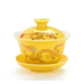 Axyaa Large White Porcelain Gaiwan Tea Set with Zisha Teacup