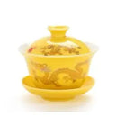 Axyaa Large White Porcelain Gaiwan Tea Set with Zisha Teacup
