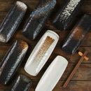Axyaa Ceramic Rectangular Sushi Plate Folded Edge Dim Sum Tray