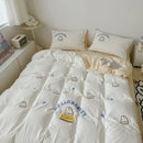Axyaa Cute Bread Rabbit Embroidery Bedding Set, Soft Single/Double Duvet Cover & Pillowcases