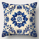 Axyaa Blue & White Patterned Sofa Cushion Covers Set, 17.7" Single-Sided Print