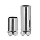 Axyaa Silver Cylinder Vase | Geometric Sphere Flower Arrangement Holder
