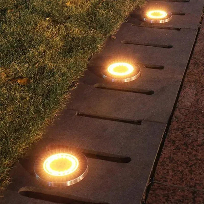 Axyaa Solar Power Disk Light: Outdoor Deck Spotlight Garden Decor