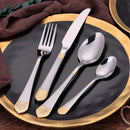 Axyaa 18Pcs Stainless Steel Cutlery Set in Gold Finish with Elegant Matte Handle