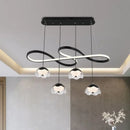 Axyaa Nordic Glass LED Pendant Lights for Living Dining Bedroom, Long Strip Chandelier Luminaires