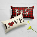 Axyaa Red Black Plaid Valentine’s Day Linen Pillow Cover 30x50 40x60