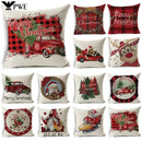 Axyaa Cartoon Christmas Linen Pillowcase Decoration 45cm*45cm, Perfect Gift for Home