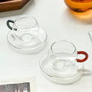 Axyaa High Temp Glass Coffee Cup & Saucer Set - 200ML