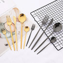 Axyaa Mint Gold Cutlery Set Stainless Steel Silverware Kitchen Tableware