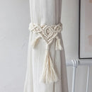 Wooden Bead Curtain Tiebacks by Axyaa - Boho Macrame Holdbacks with Cotton Rope
