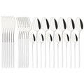 Axyaa 24-Piece Stainless Steel Dinnerware Set White Silver Flatware Tableware Kit
