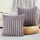 Axyaa Faux Rabbit Fur Cushion Cover | Soft Striped Pillowcase for Sofa Decor